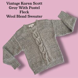 Karen Scott Vintage Gray Wool Blend‎ Sweater